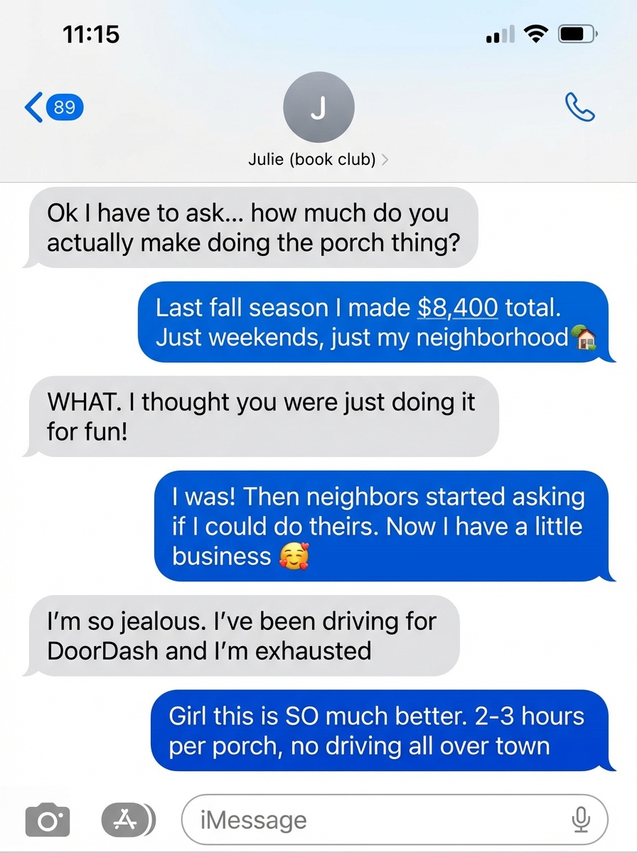 Text message from friend asking about the business