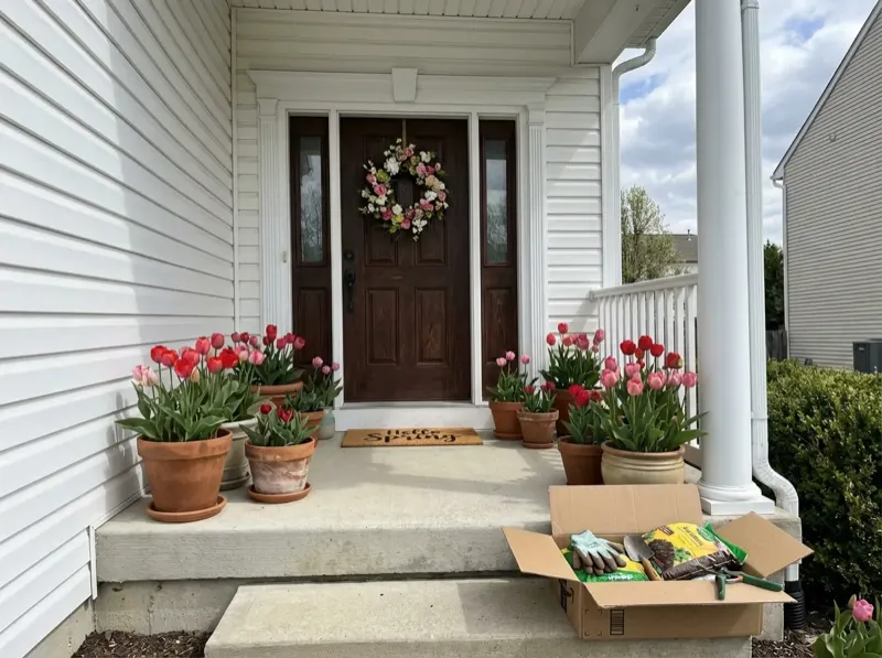 Beautiful porch with seasonal decorations